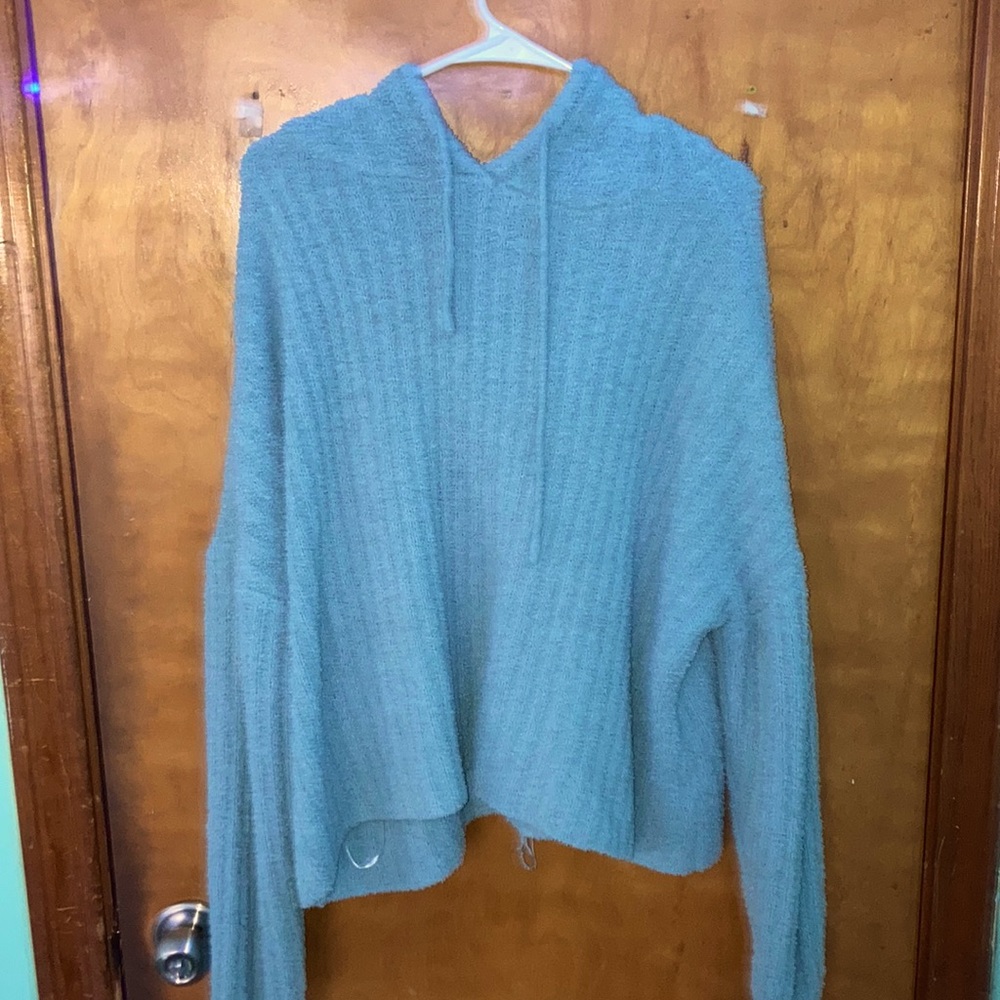cropped hoodie | green | soft, fluffy